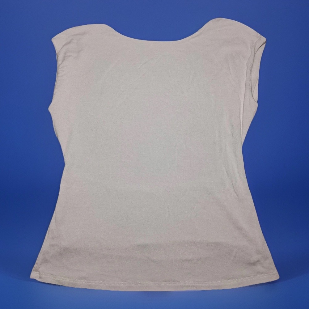 Unbranded Casual White Backless Scoop detail Fitted Top Cap Sleeves Size ?